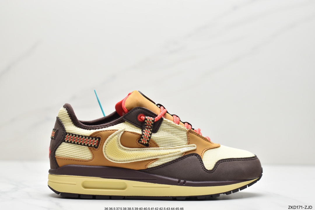 270 公司级Travis Scott x Nike Air Max 1”Cactus Jack”改版款低帮复古百搭休闲运动慢跑鞋DO9392-700