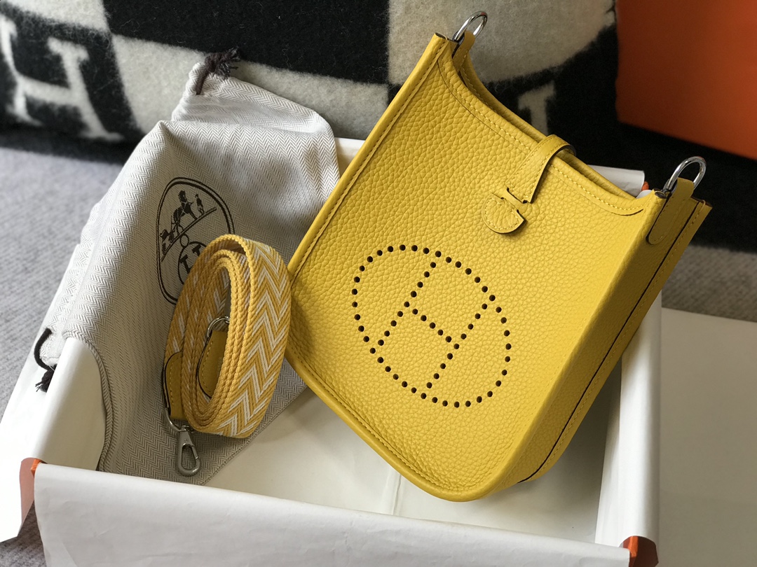 Hermès Mini Evelyne Yellow Leather Crossbody Bag with Adjustable Strap 2 i1644465070 42 0