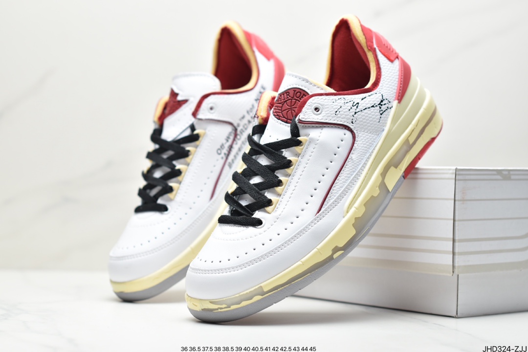190 Off-White x Air Jordan 2 Low”White/Sail-Red-Grey”迈克尔·乔丹AJ2代篮球鞋DJ4375-106