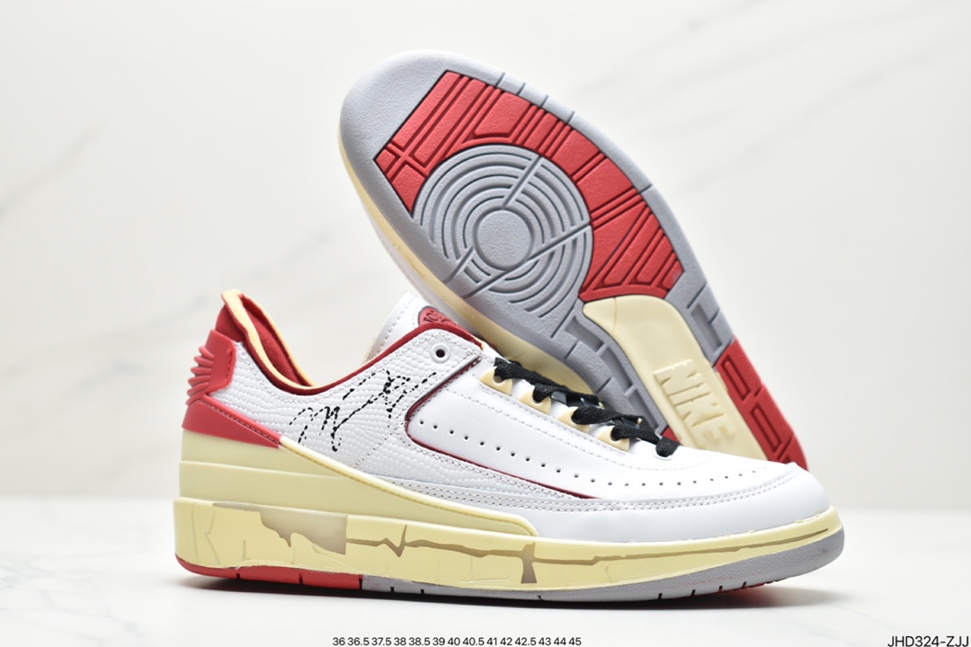 190 Off-White x Air Jordan 2 Low”White/Sail-Red-Grey”迈克尔·乔丹AJ2代篮球鞋DJ4375-106