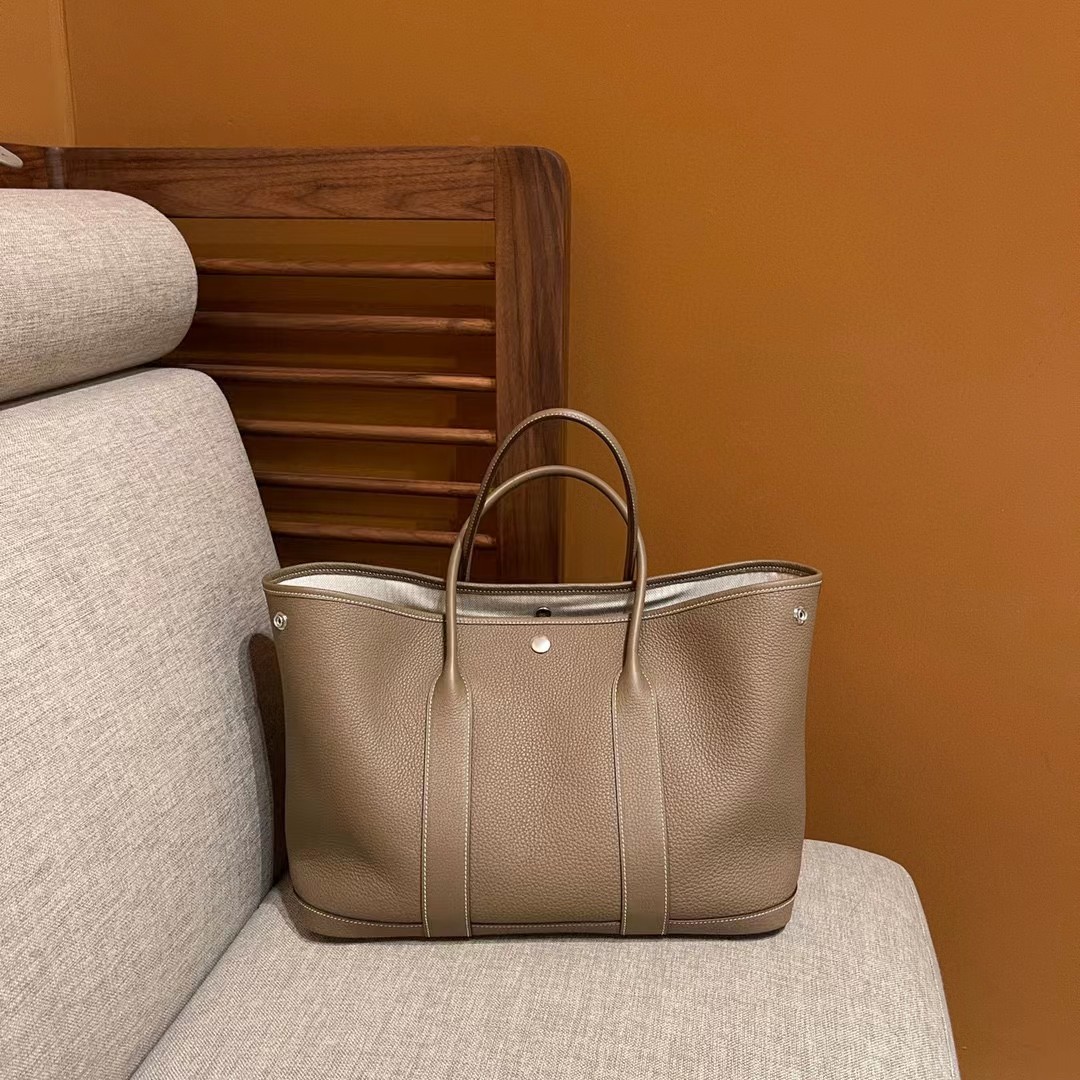 Elegant Garden Party 36 Tote Bag - Sophisticated Elephant Gray Leather 2 a1644562192231 8232