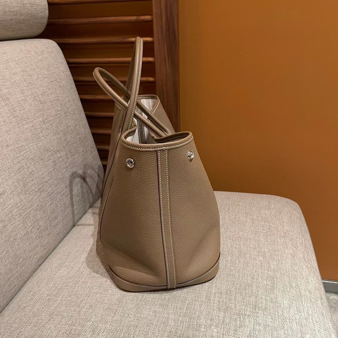 Elegant Garden Party 36 Tote Bag - Sophisticated Elephant Gray Leather 3 a1644562192314 6525