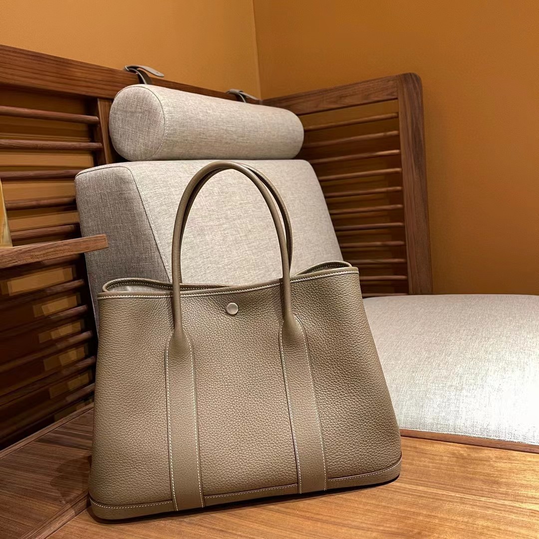 Elegant Garden Party 36 Tote Bag - Sophisticated Elephant Gray Leather 8 a1644562192633 4056