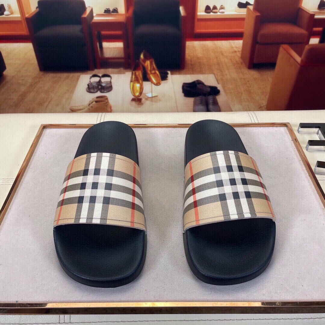 105 2022 verano Burberry Burberry clásico patrón de cuadros planos zapatillas zapatillas zapatillas 