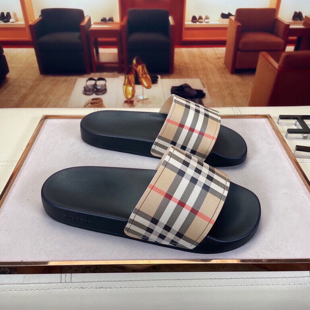 105 2022 verano Burberry Burberry clásico patrón de cuadros planos zapatillas zapatillas zapatillas 