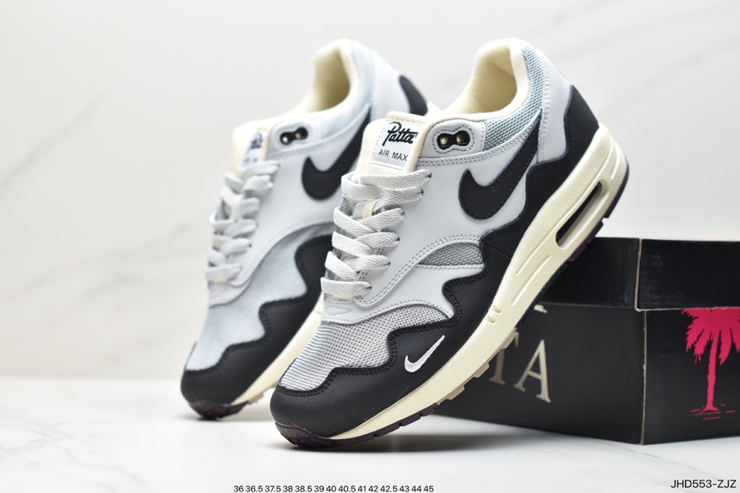 190 公司级复古气息十足,再次携手荷兰潮流名所兼街头品牌Patta x Nike Air Max 1 黑白灰 DH1348-004