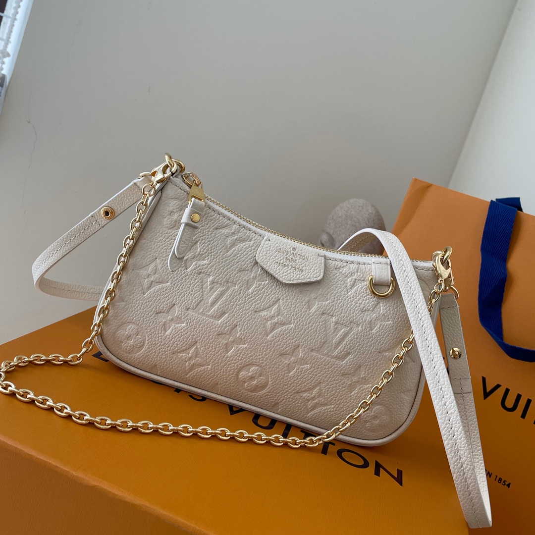 Louis Vuitton LV Easy Pouch On Strap Handbags Clutches & Pouch Bags White Empreinte​ Spring Collection Chains M81066