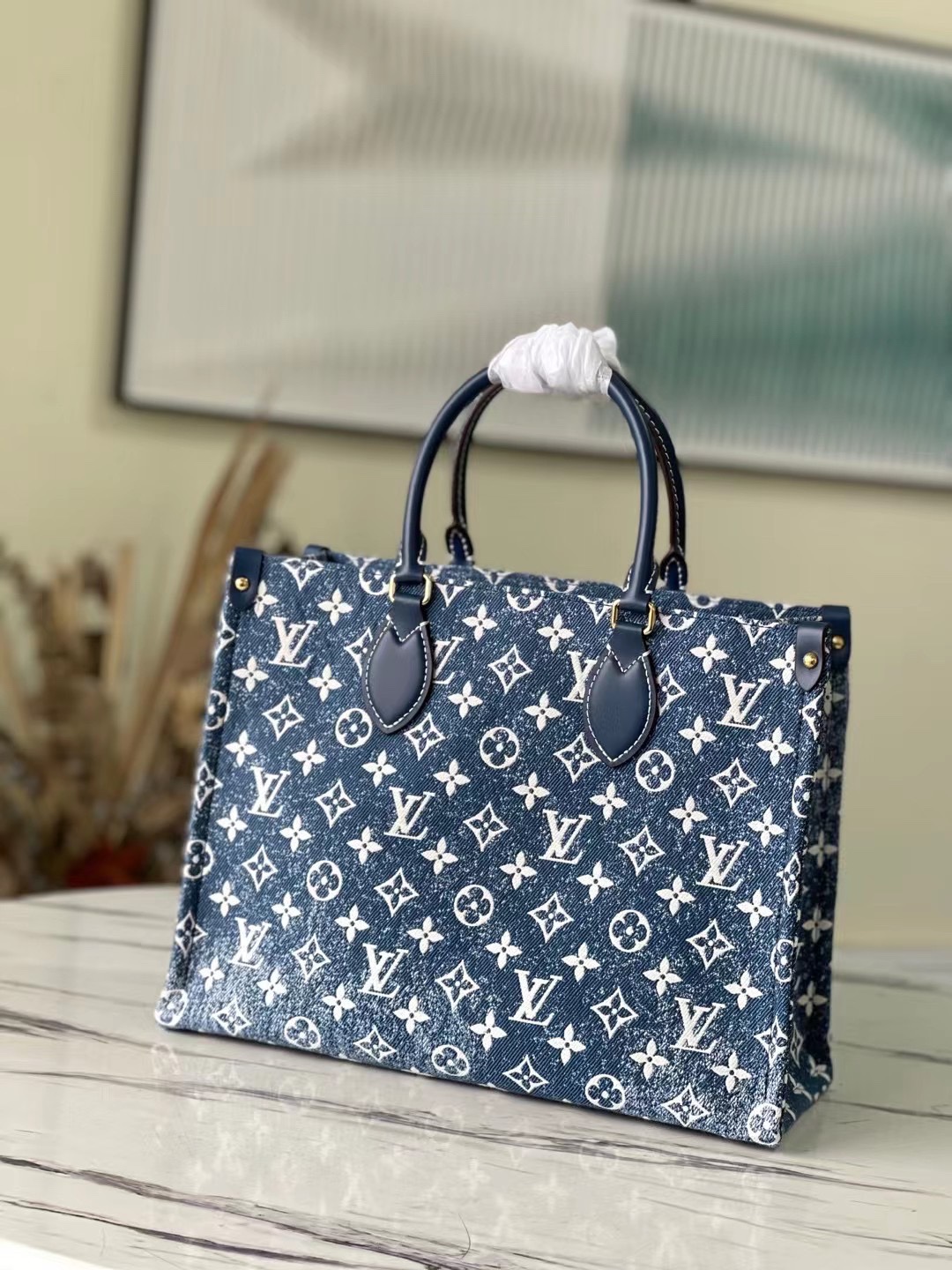Louis Vuitton LV Onthego Bags Handbags Blue Denim Printing M59608