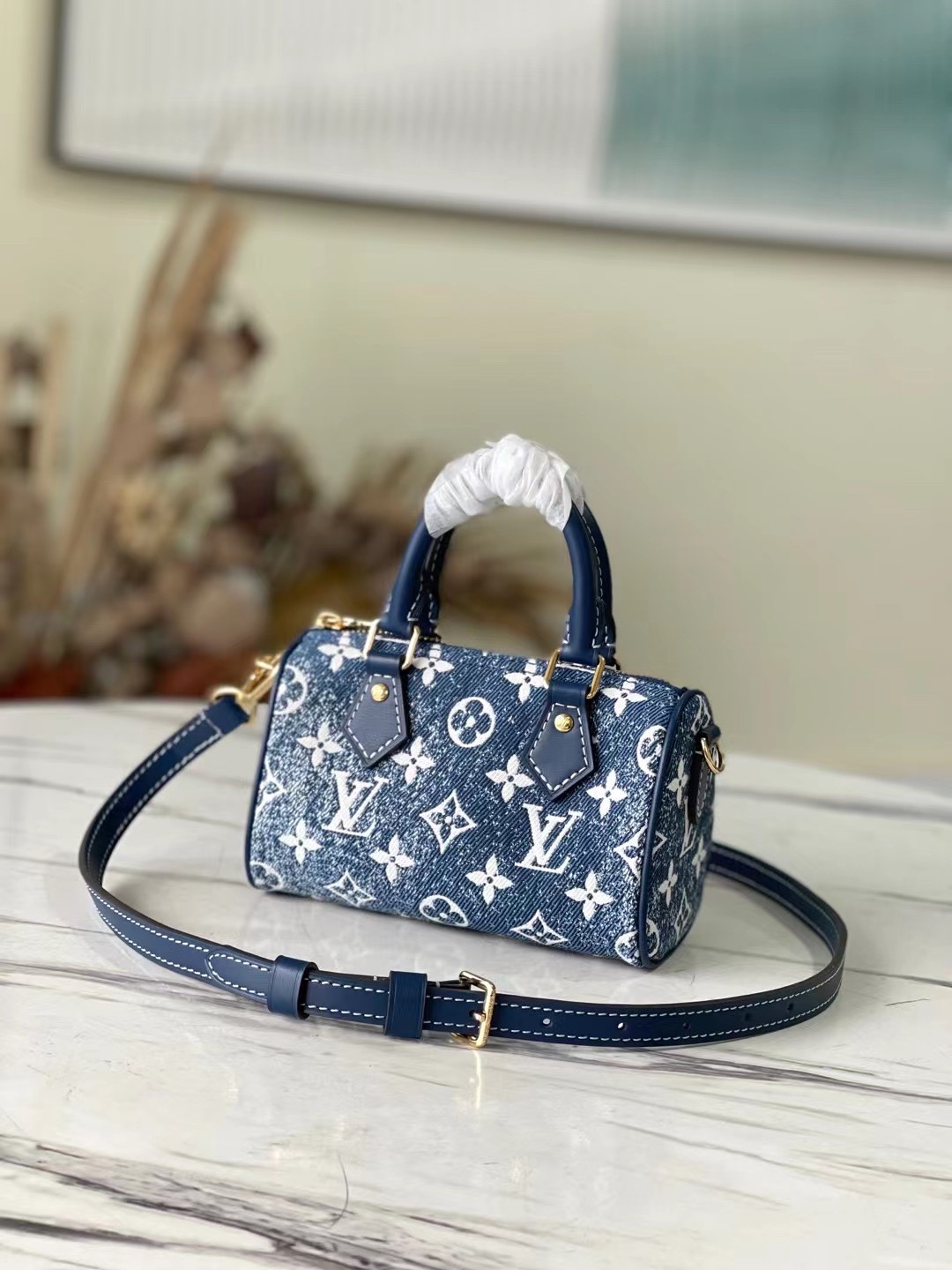 Louis Vuitton LV Speedy Handbags Crossbody & Shoulder Bags Blue Denim Knitting M81168
