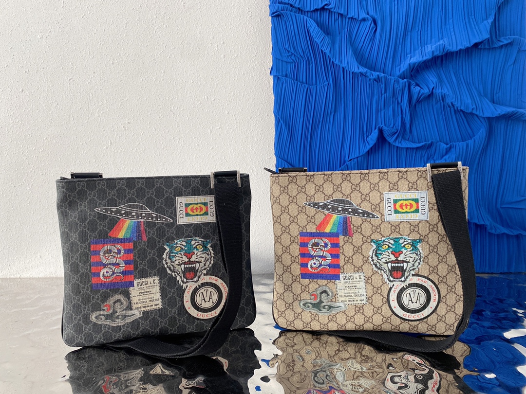 I5  Gucci 古奇   GG 印花单肩包 男士斜挎包 采用精湛镶嵌细工，经典百搭 实物拍摄 原厂原版面料 配送小票防尘袋 30 x 33 cm。