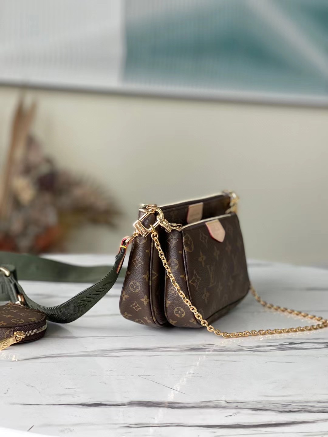 顶级加强版 M44813 绿色 Multi Pochette Accessoires 手袋集 Pochette Accessoires 2
