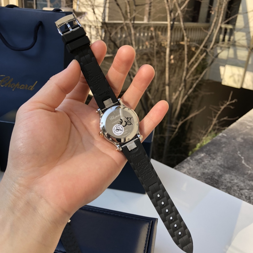 [Chopard Watches]Model 278582 6001 Fine Steel 18k Rose Gold Plated Black and W