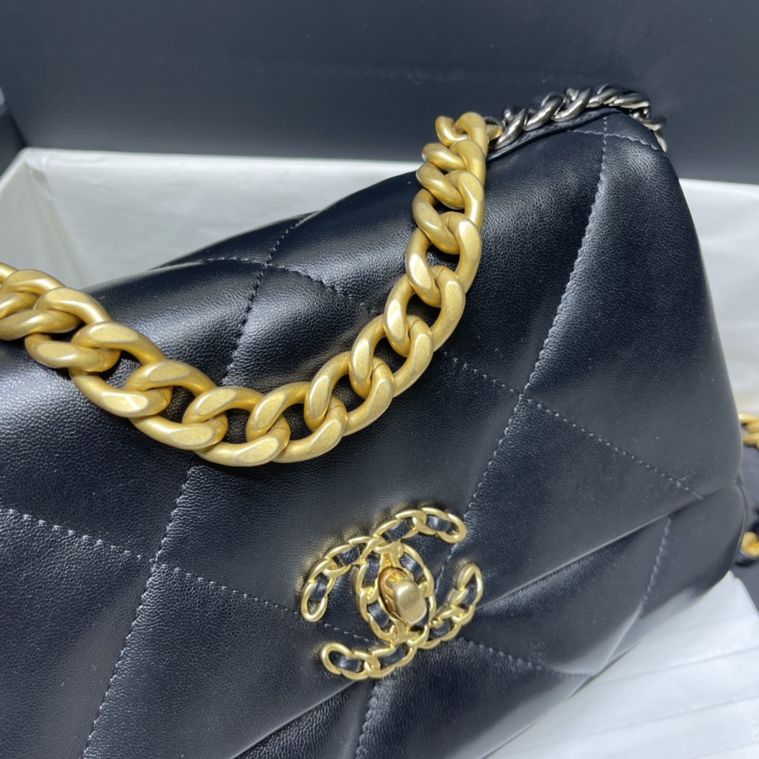 Chanel 19 Bag Small Size 26cm Goat Skin Gold/Silver Hardware - Black 3 i1644668709 4931 1