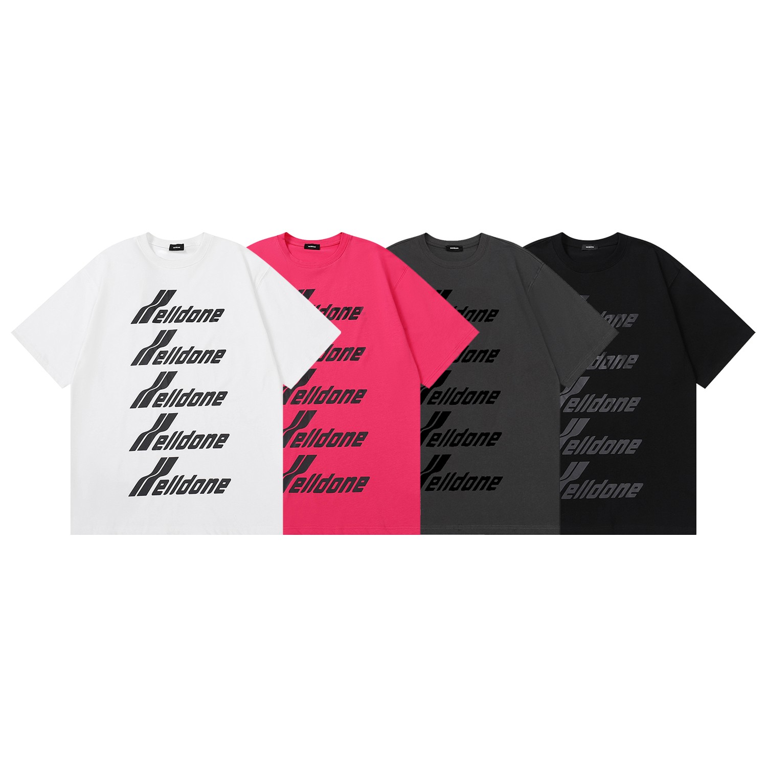 W005# Camiseta clásica de manga corta WE11DONE con texto danmaku para parejas, corte holgado, tela de algodón puro de 2…
