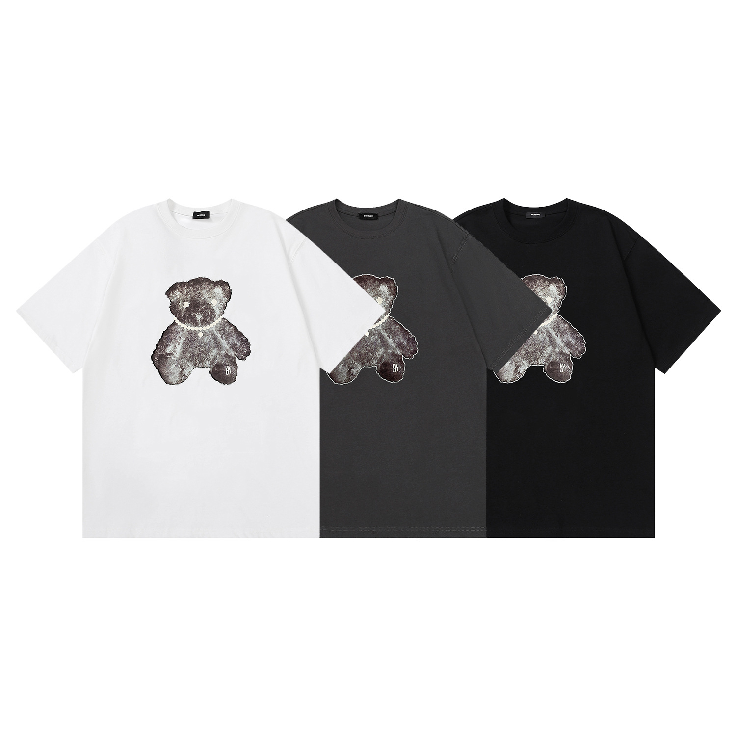 W021# 2022ss WE11DONE collar reflectante 3M collar de perlas oso noctilucente camiseta de manga corta para mujer corean…