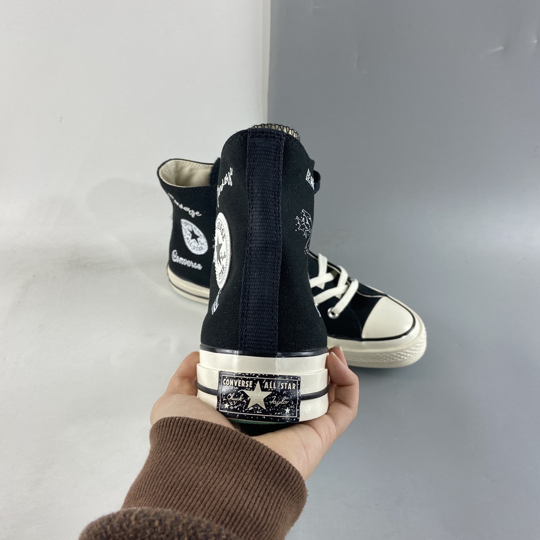 Converse Chuck 1970s classic black and white Chinese graffiti swash text LOGO Coca-Cola casual canvas shoes 166486C