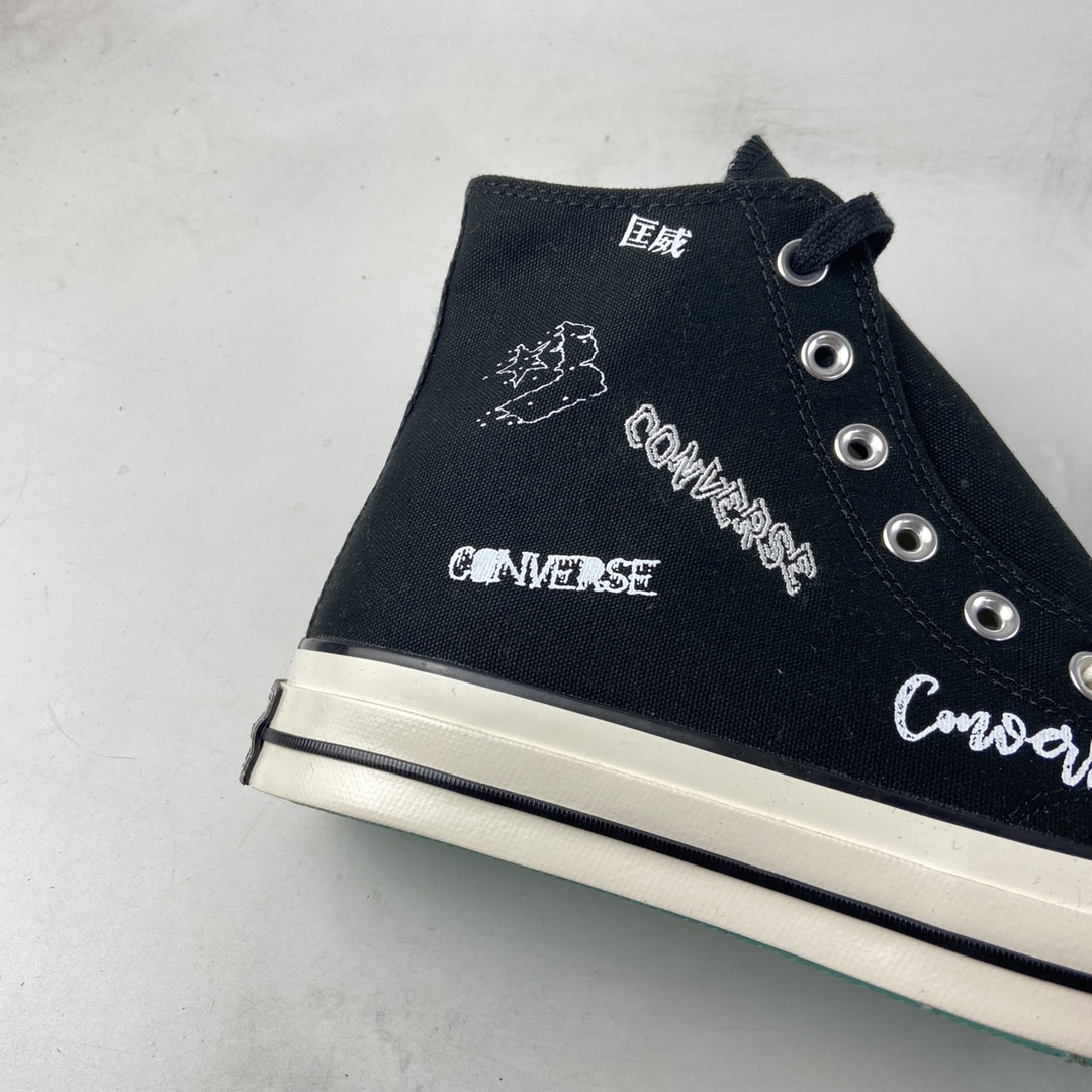 Converse Chuck 1970s classic black and white Chinese graffiti swash text LOGO Coca-Cola casual canvas shoes 166486C