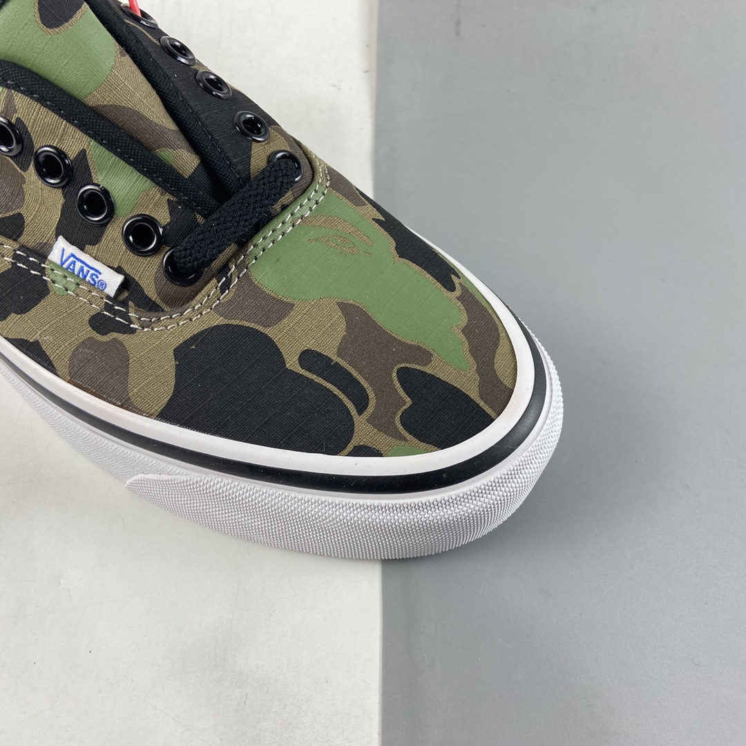 Vans Authentic ape-man joint green camouflage low-top casual board shoes VN0A38EN7BC