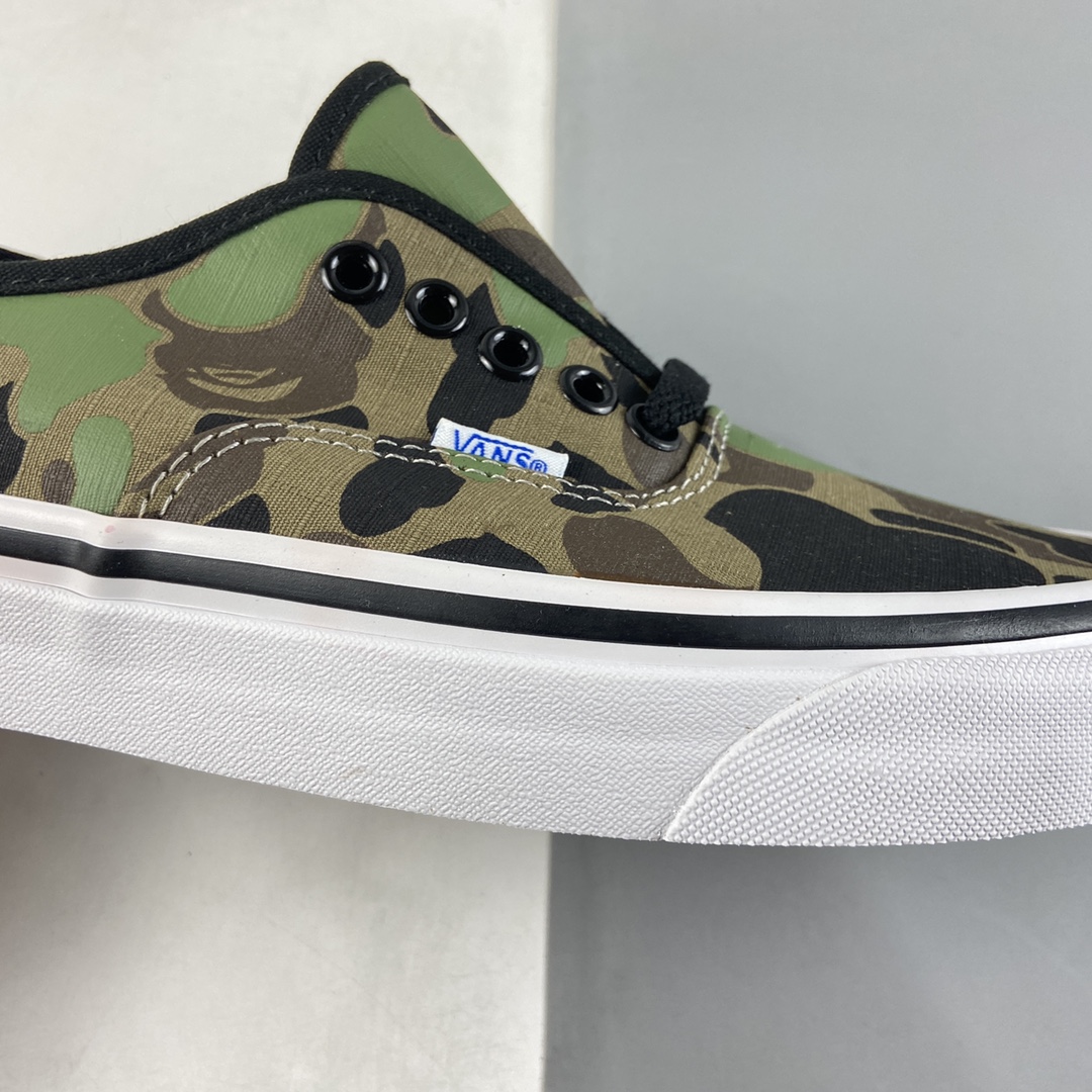 Vans Authentic ape-man joint green camouflage low-top casual board shoes VN0A38EN7BC