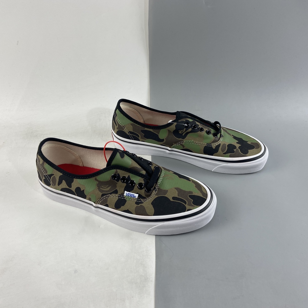 Vans Authentic ape-man joint green camouflage low-top casual board shoes VN0A38EN7BC