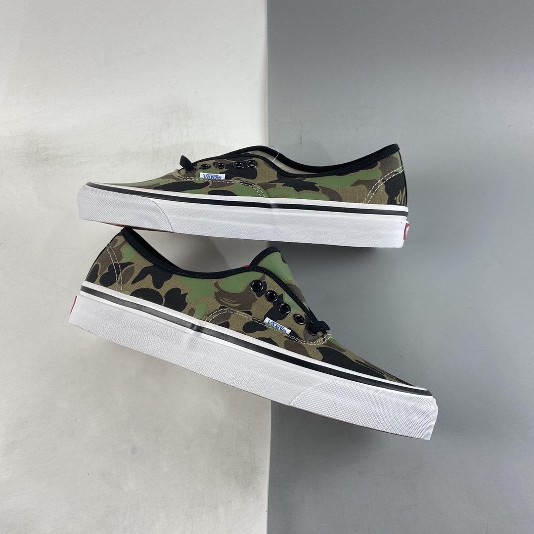 Vans Authentic ape-man joint green camouflage low-top casual board shoes VN0A38EN7BC