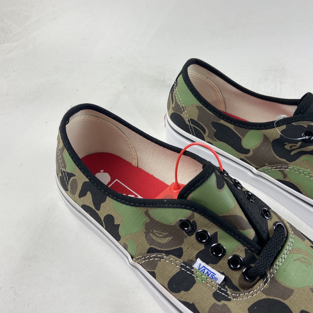 Vans Authentic ape-man joint green camouflage low-top casual board shoes VN0A38EN7BC