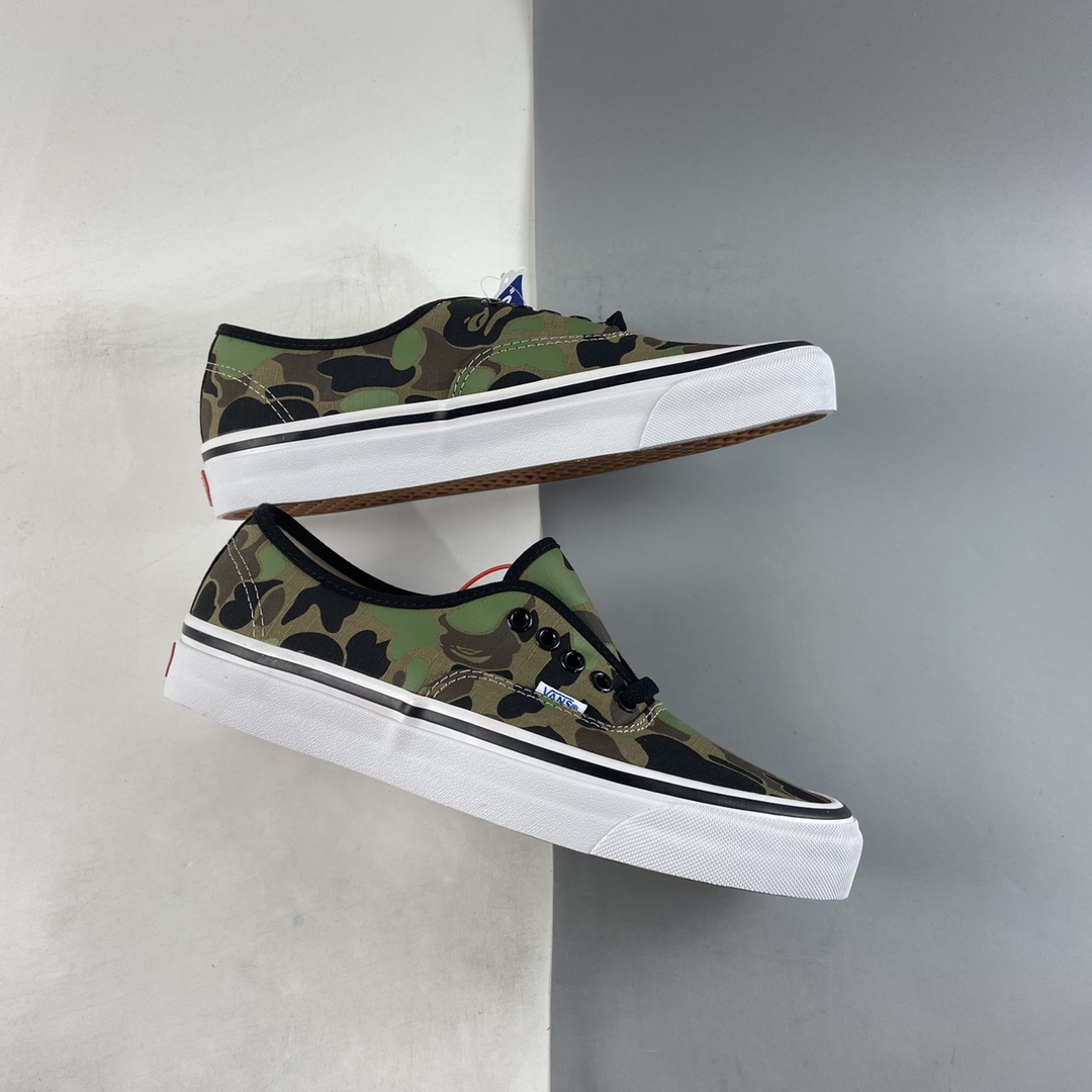 Vans Authentic ape-man joint green camouflage low-top casual board shoes VN0A38EN7BC