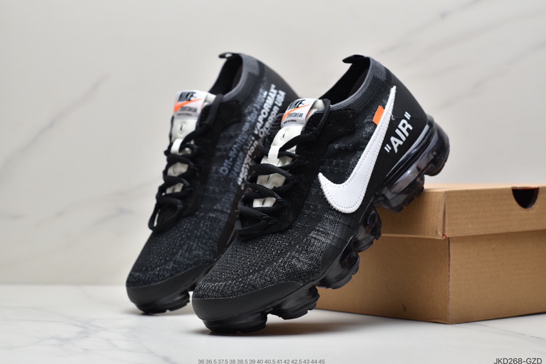 Off-White x Nike Air Vapormax Flyknit 2.0”Black/White”Second Generation Full Palm Air Cushion Flyknit Low Top All-match Casual Sports Jogging Shoes AA3831