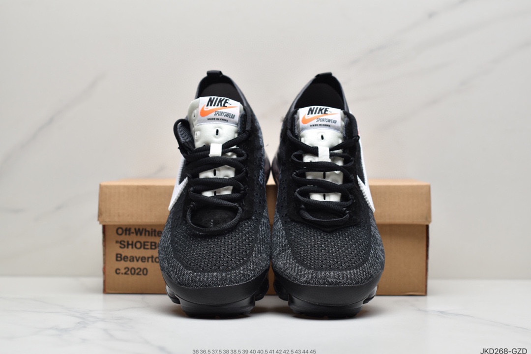 Off-White x Nike Air Vapormax Flyknit 2.0”Black/White”Second Generation Full Palm Air Cushion Flyknit Low Top All-match Casual Sports Jogging Shoes AA3831