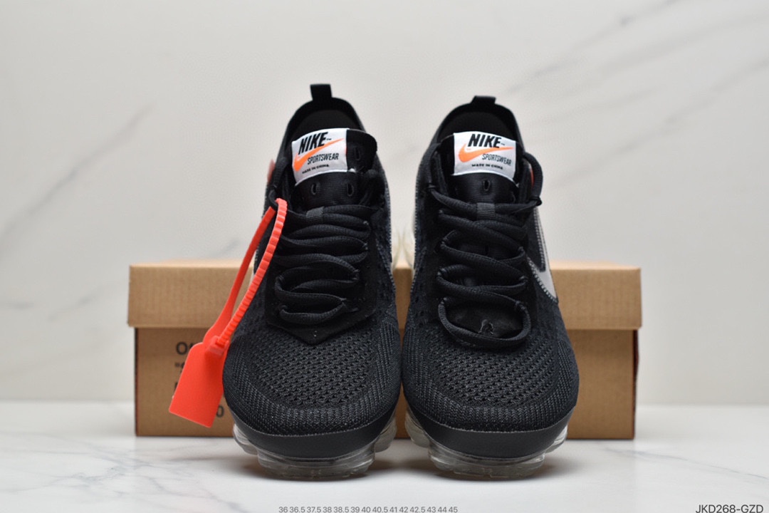 Off-White x Nike Air Vapormax Flyknit 2.0”Black/White”Second Generation Full Palm Air Cushion Flyknit Low Top All-match Casual Sports Jogging Shoes AA3831