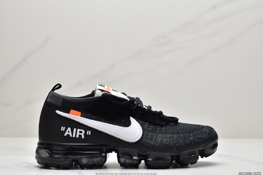 Off-White x Nike Air Vapormax Flyknit 2.0”Black/White”Second Generation Full Palm Air Cushion Flyknit Low Top All-match Casual Sports Jogging Shoes AA3831