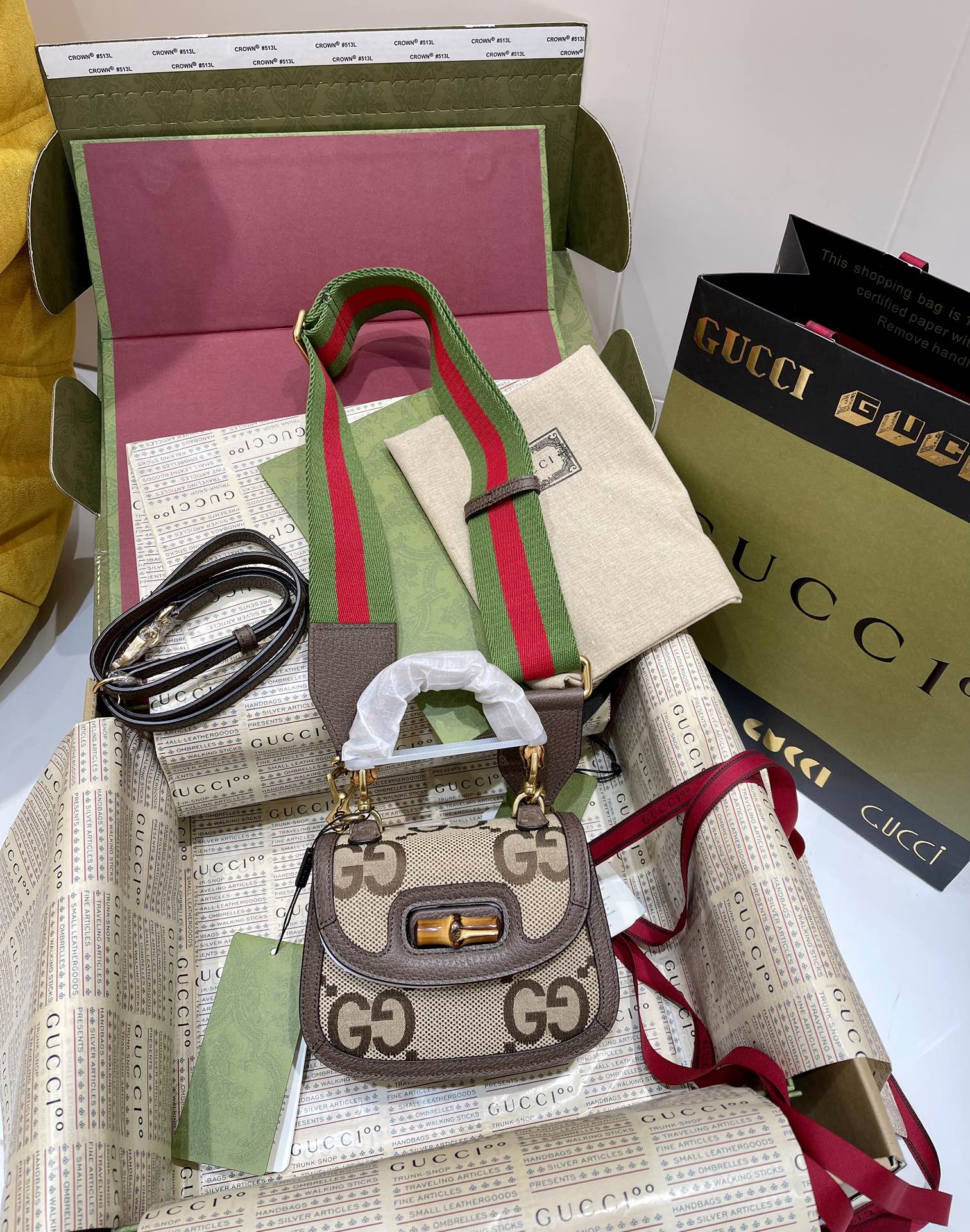 Túi Gucci Mini Jumbo GG Bag with Bamboo