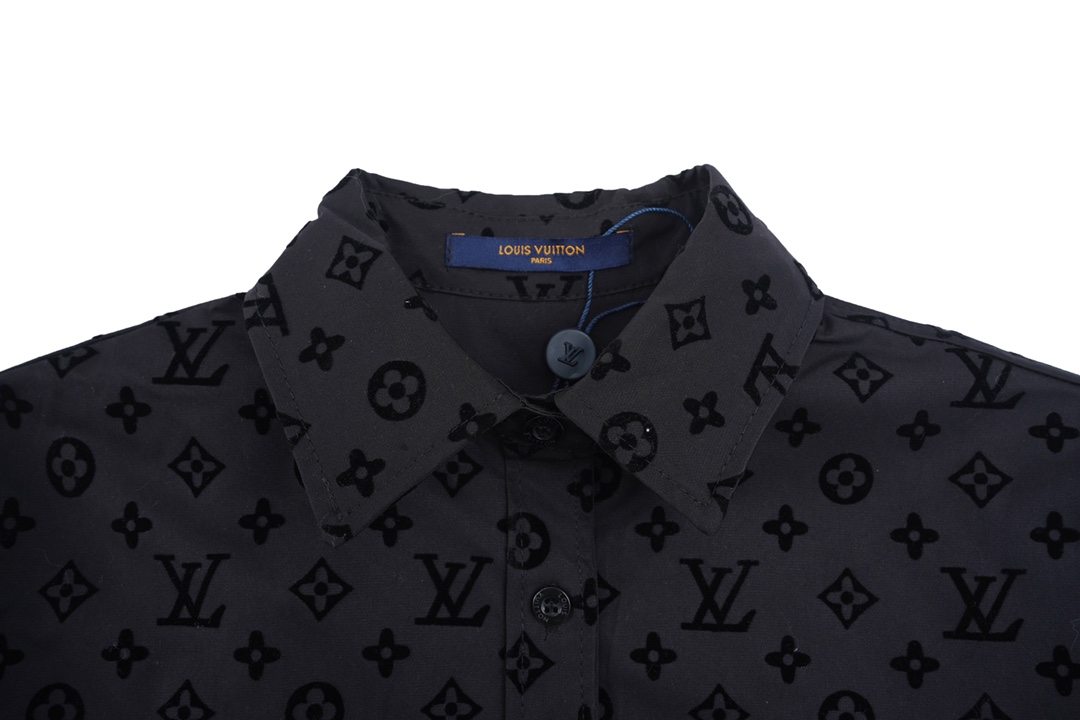 240  Louis Vuitton/路易威登 限定秀款提花满印植绒LOGO长袖衬衫