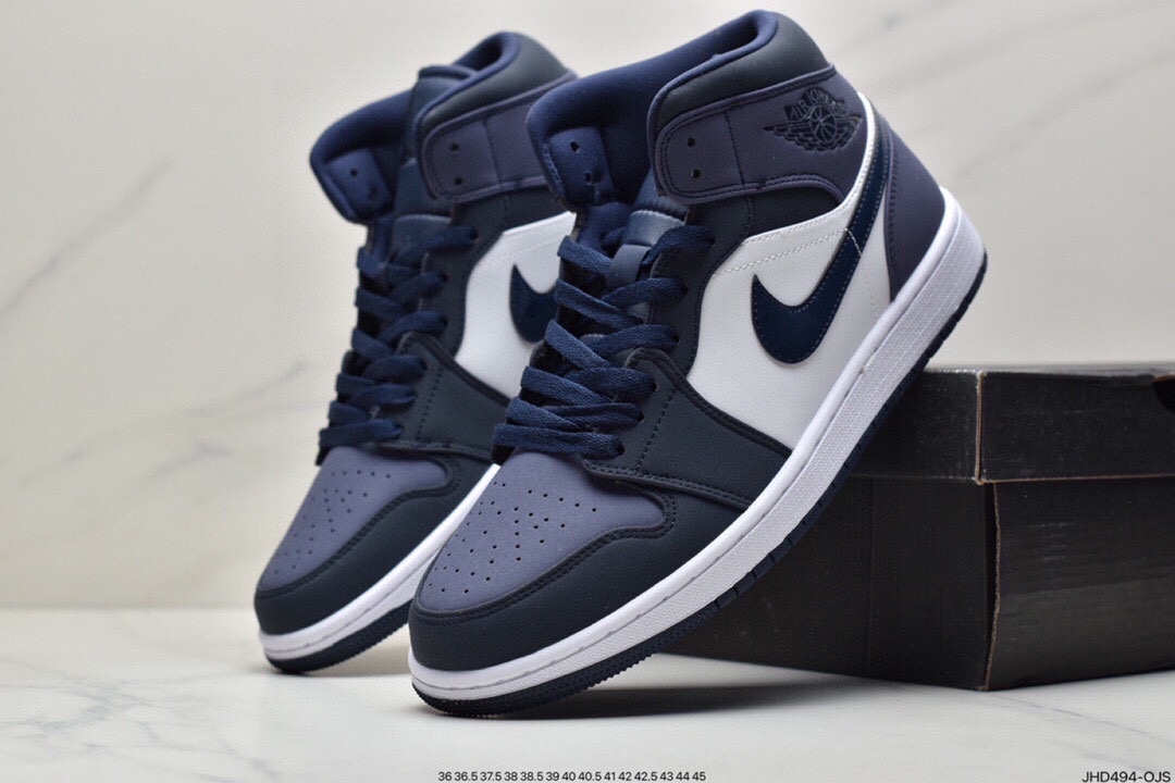 Air Jordan 1 Mid ”Obsidian” Obsidian Qiao Yi Zhongbang 554724-174