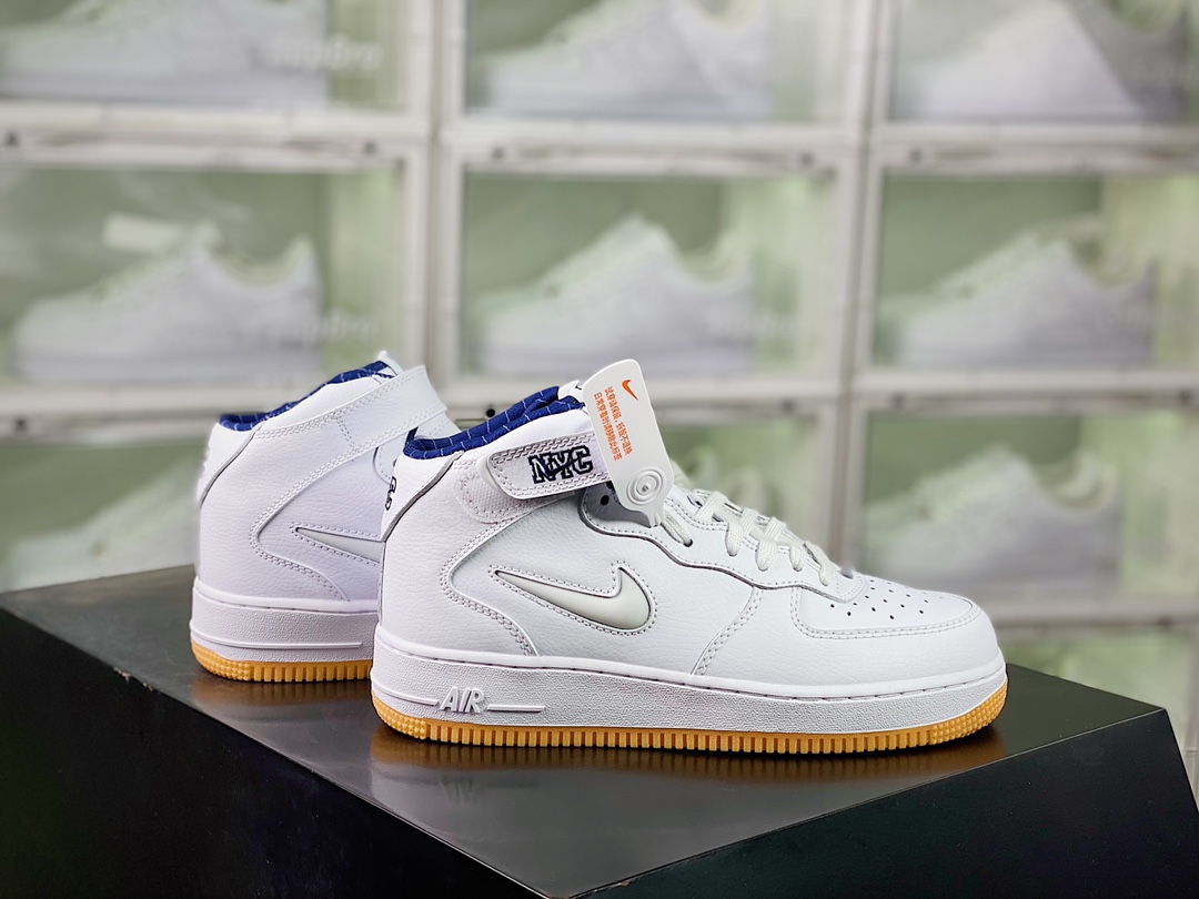 H0 💯男女鞋真标带半码原楦原纸版开发版型采用硬质牛剖皮革鞋面材质鞋面内置全掌Air Sole气垫❗致敬纽约洋基队全新配色，耐克Nike Air Force 1´07 Mid QS”NYC White Midnight Navy”空军一号经典中帮百搭休闲运动板鞋“NYC白蓝纽约城市”DH5622- F5