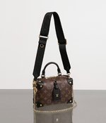 Louis Vuitton LV Petite Malle Handbags Crossbody & Shoulder Bags Embroidery Monogram Canvas Cowhide Fabric Chains