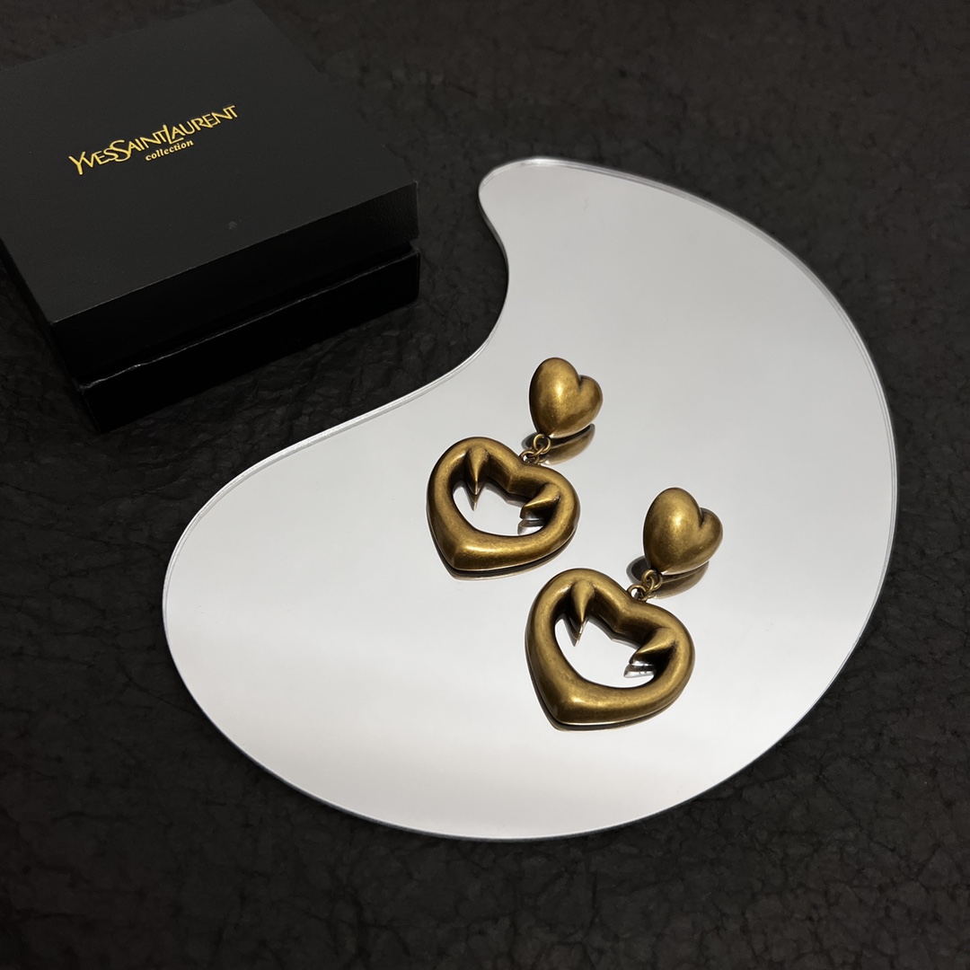 Yves Saint Laurent Jewelry Earring Orange Red Yellow Brass