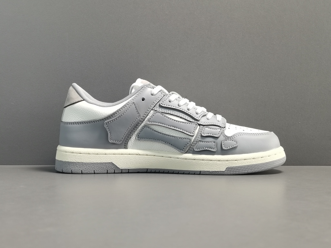 [Bone Shoes] White Gray AMlRl Skel Top Low Casual Sneakers Item No.: MFS003 043
