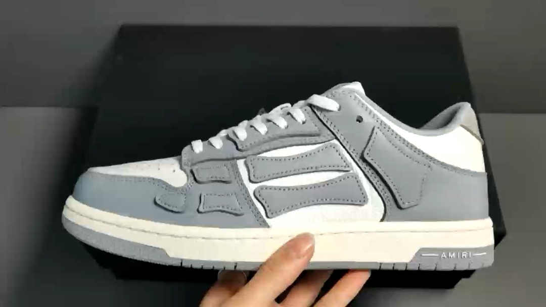 [Bone Shoes] White Gray AMlRl Skel Top Low Casual Sneakers Item No.: MFS003 043