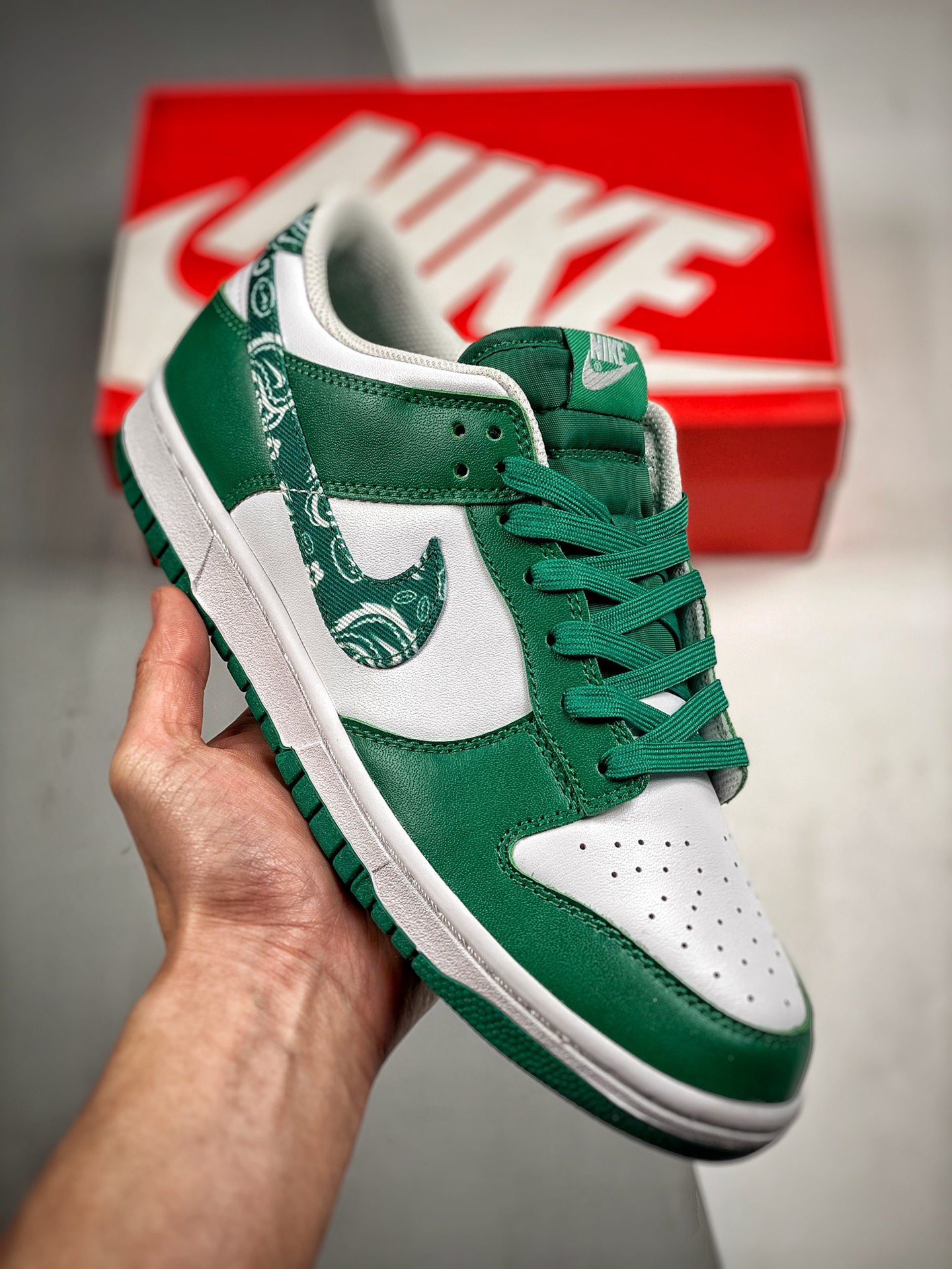 Nk Dunk SB Low pañuelo de cachemira, blanco y verde, producción original de fábrica grande, fotos reales de estreno, ma…