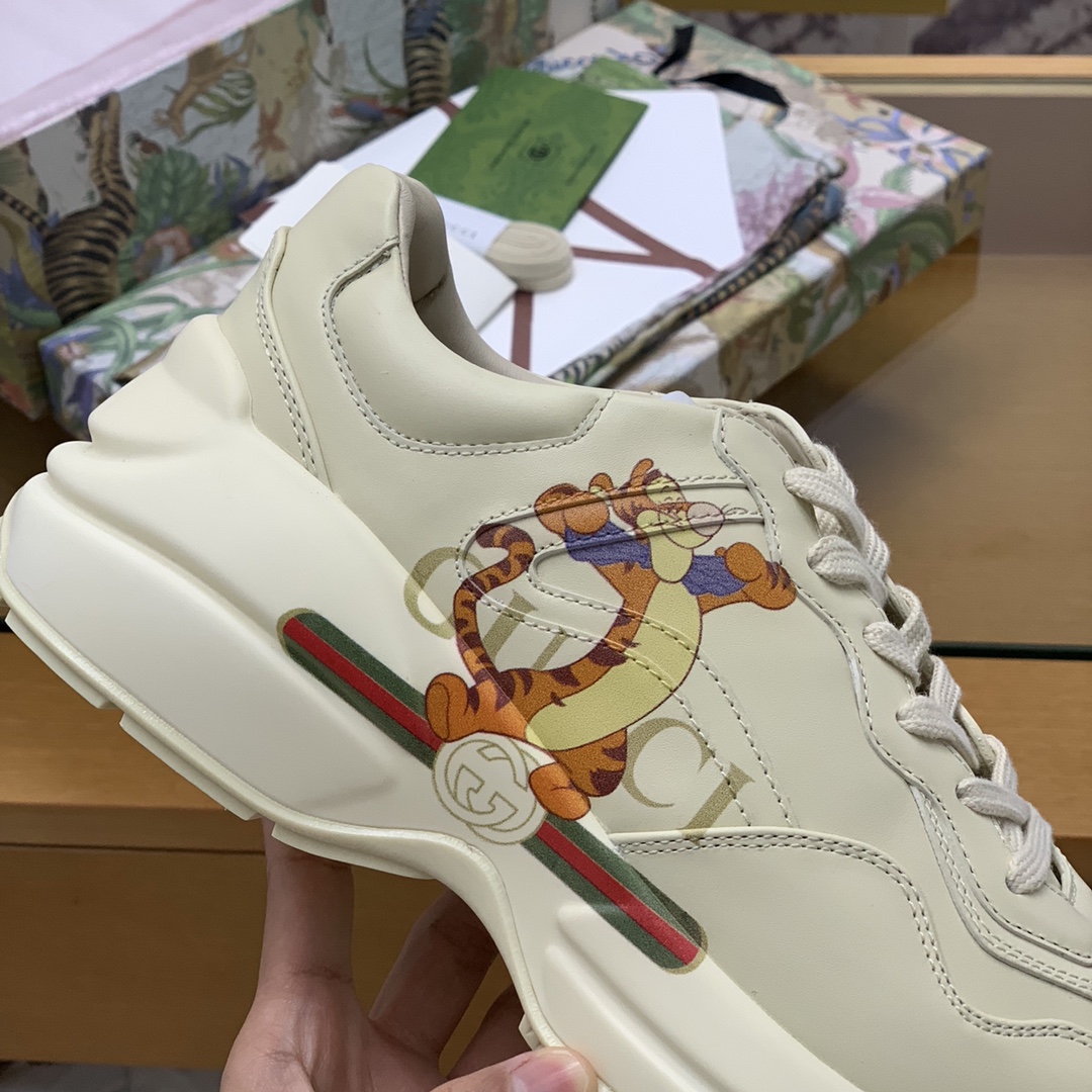 Gucci古驰  象牙色皮革【G家高版本】男女款复古运动鞋