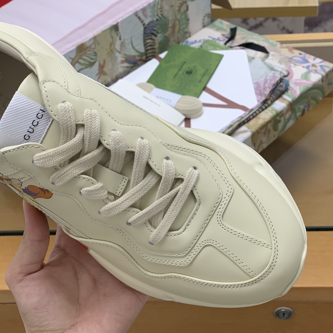 Gucci古驰  象牙色皮革【G家高版本】男女款复古运动鞋