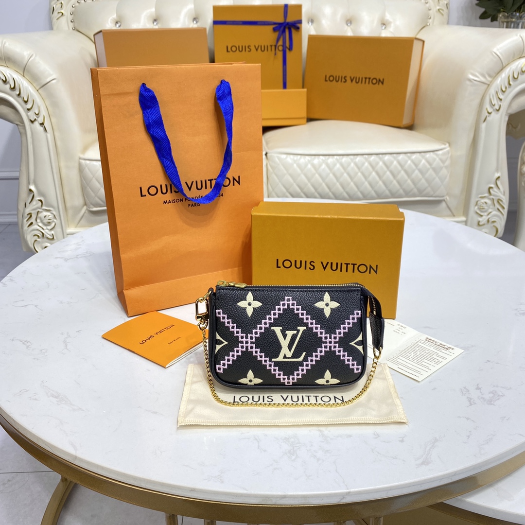 Louis Vuitton Clutches & Pouch Bags Embroidery Empreinte​ Cowhide Pochette Mini M81140