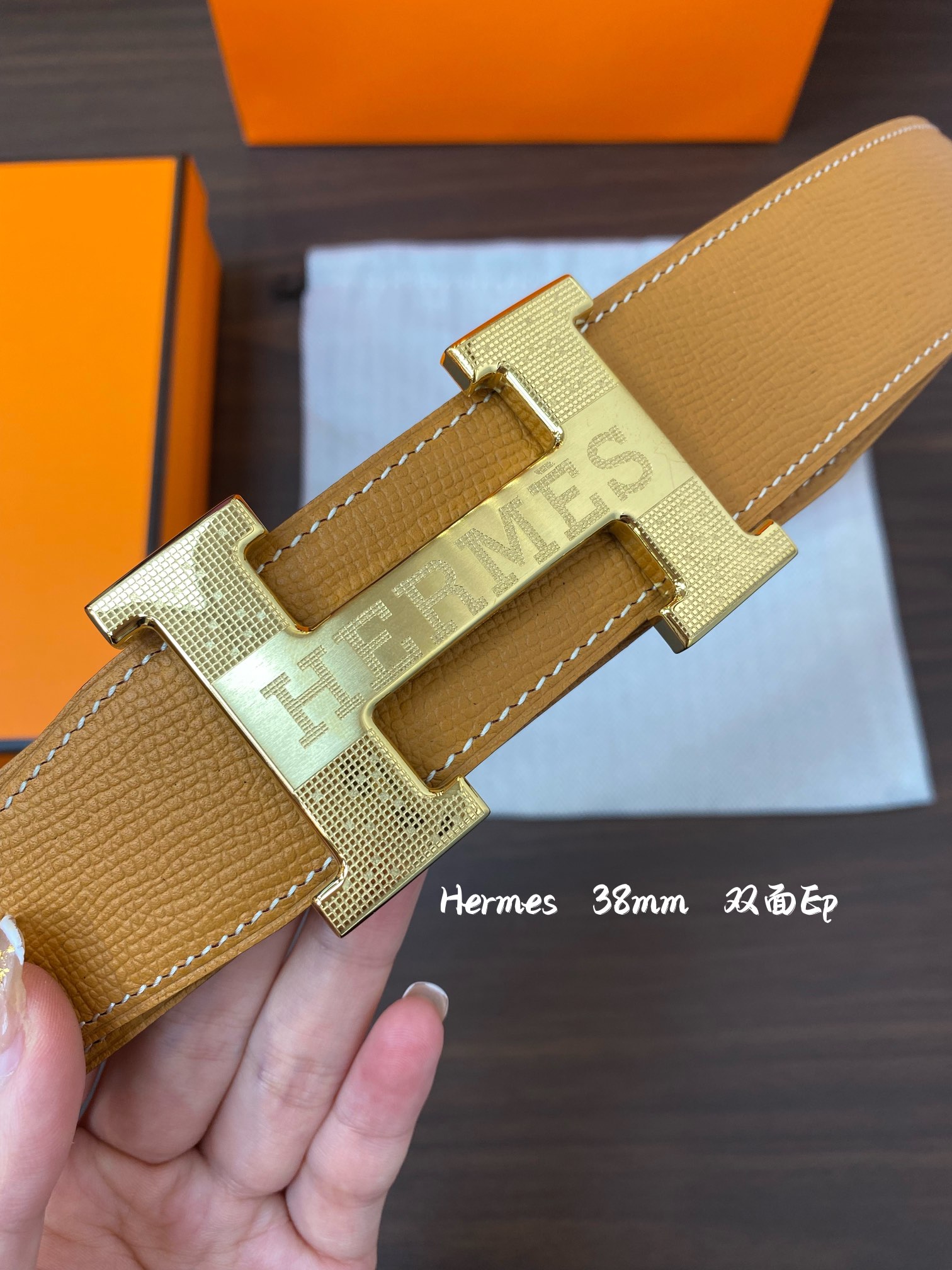 Hermes-38MM爱马仕专柜同步进epsom双面小牛皮精钢精品五金双面可用！