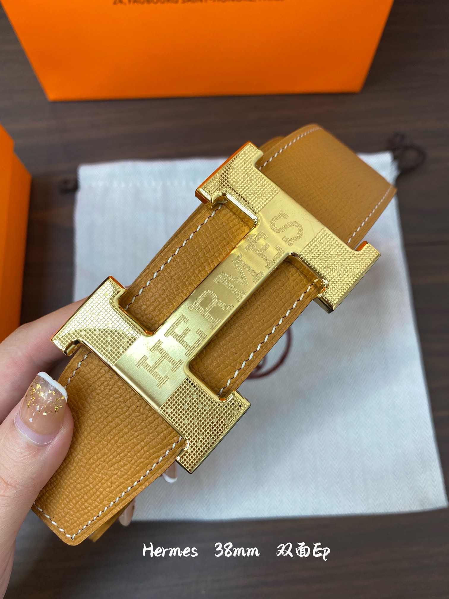 Hermes-38MM爱马仕专柜同步进epsom双面小牛皮精钢精品五金双面可用！