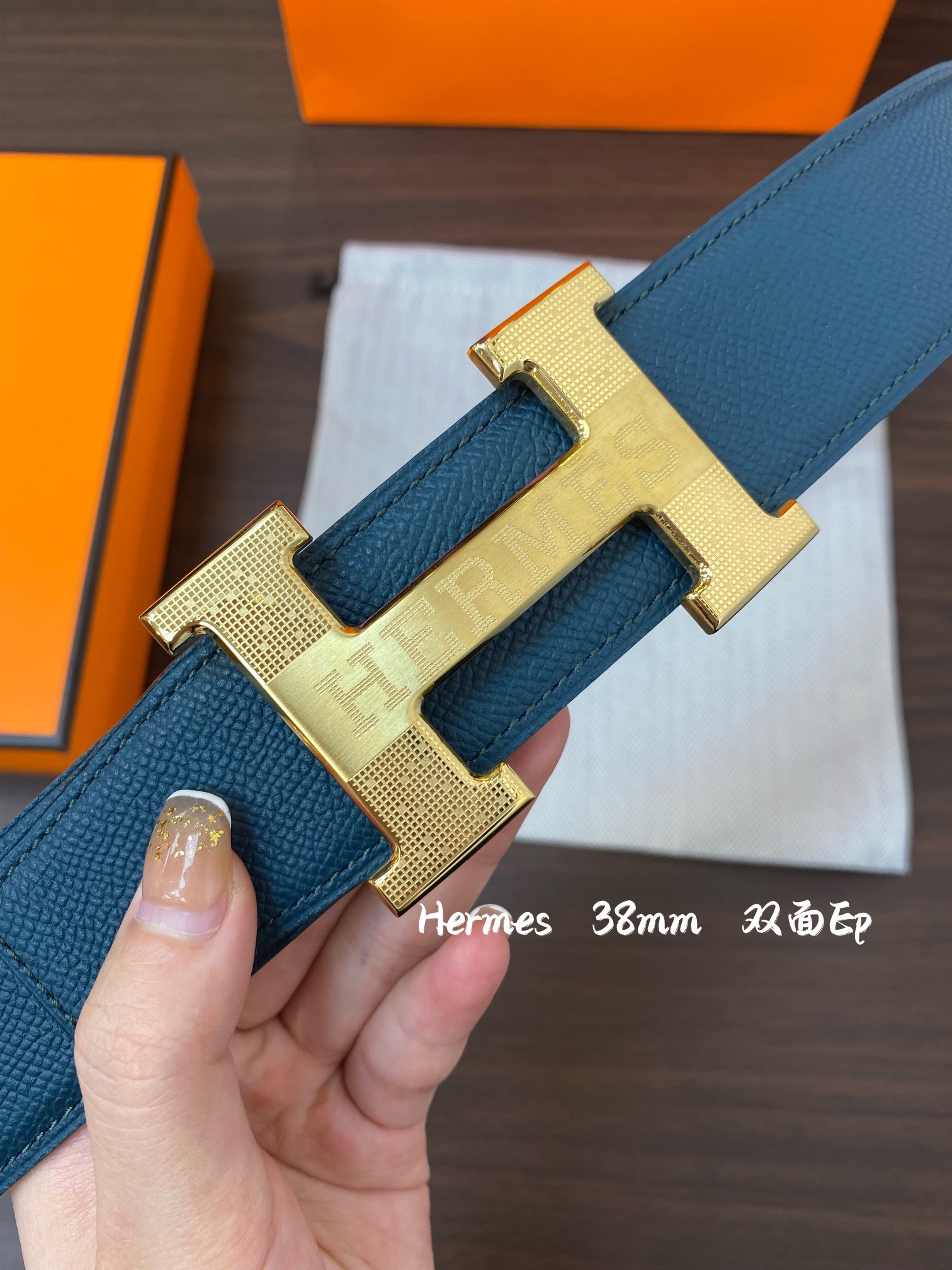 Hermes-38MM爱马仕专柜同步进epsom双面小牛皮精钢精品五金双面可用！