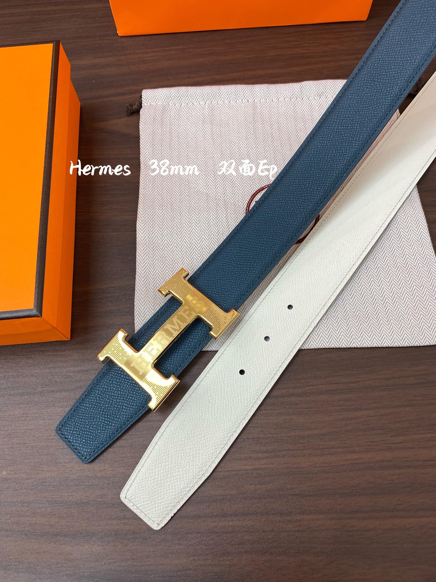 Hermes-38MM爱马仕专柜同步进epsom双面小牛皮精钢精品五金双面可用！