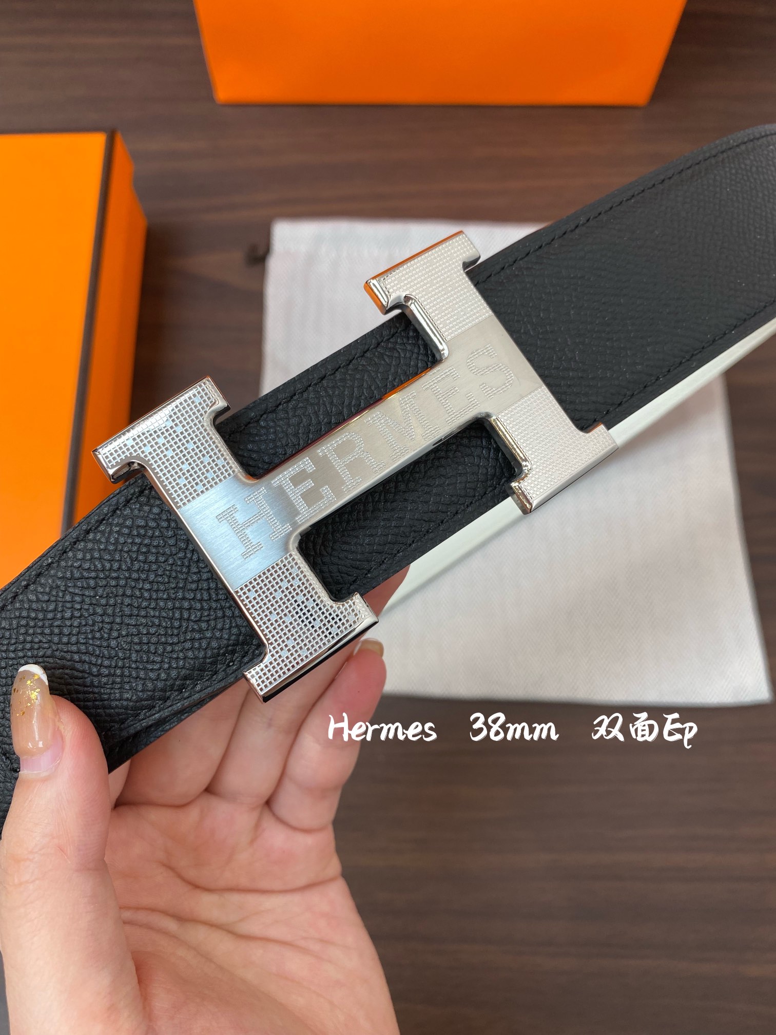 Hermes-38MM爱马仕专柜同步进epsom双面小牛皮精钢精品五金双面可用！