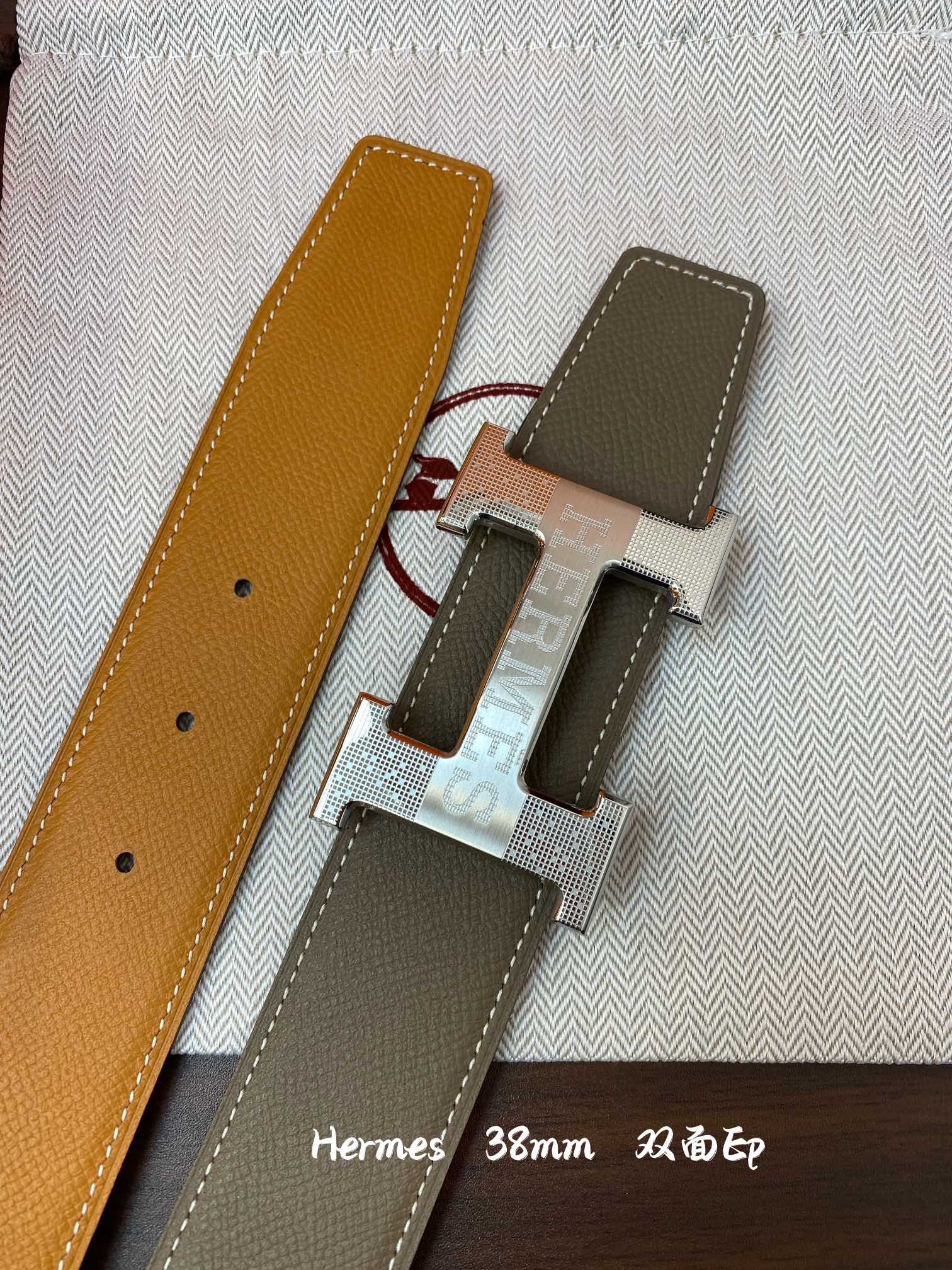 Hermes-38MM爱马仕专柜同步进epsom双面小牛皮精钢精品五金双面可用！