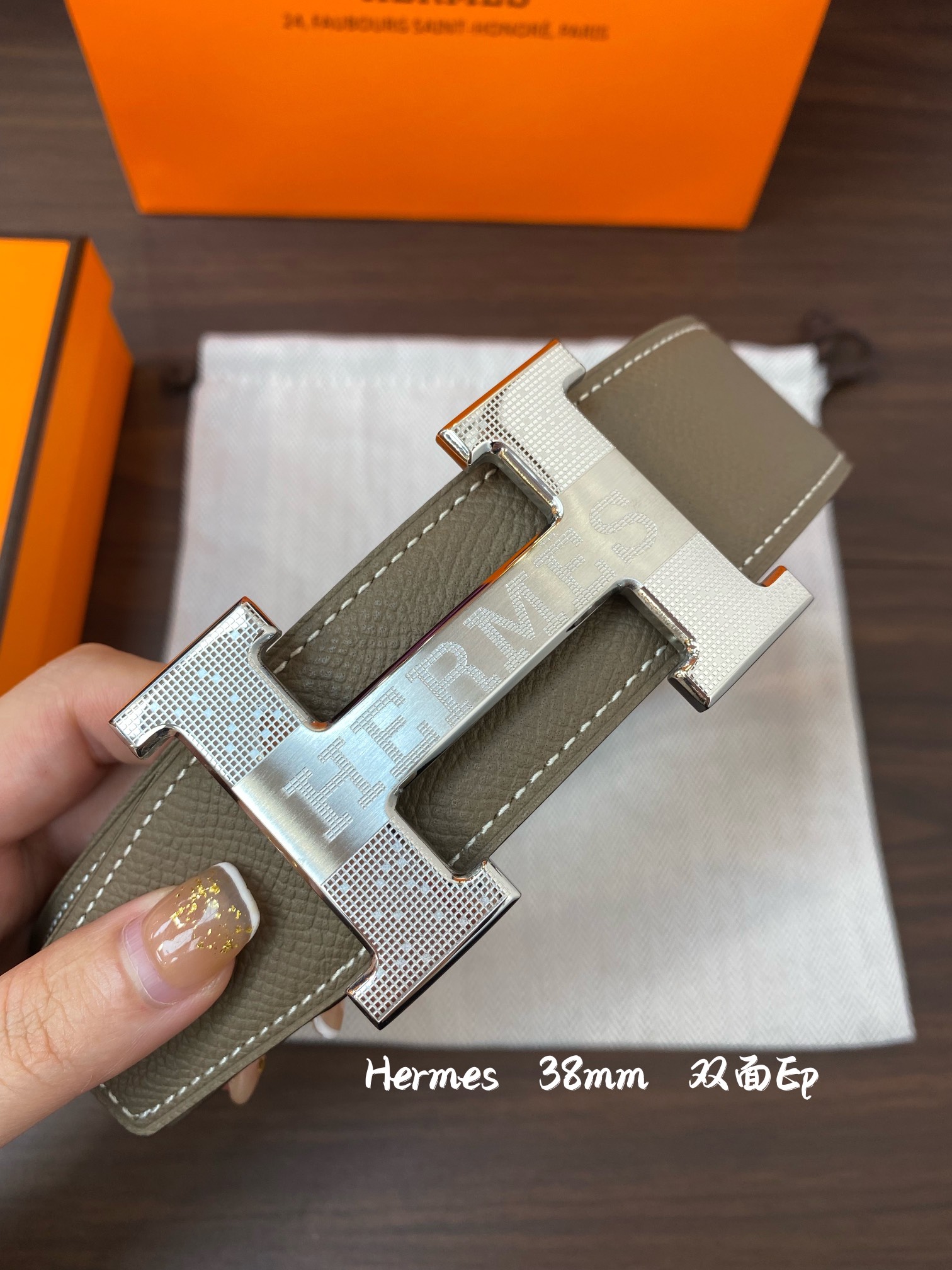 Hermes-38MM爱马仕专柜同步进epsom双面小牛皮精钢精品五金双面可用！